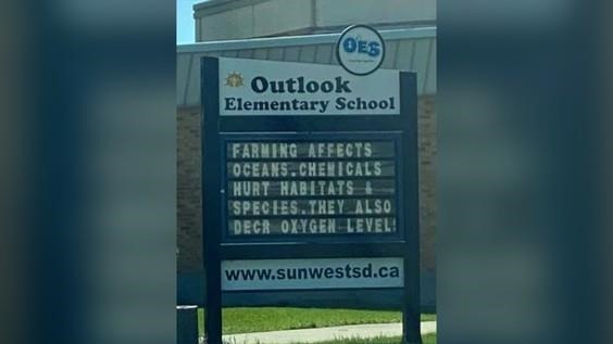 Sign outside Outlook Elementary School